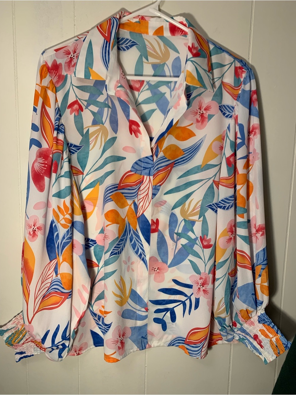 Floral Multicolor Button-Front Womenβs Blouse
